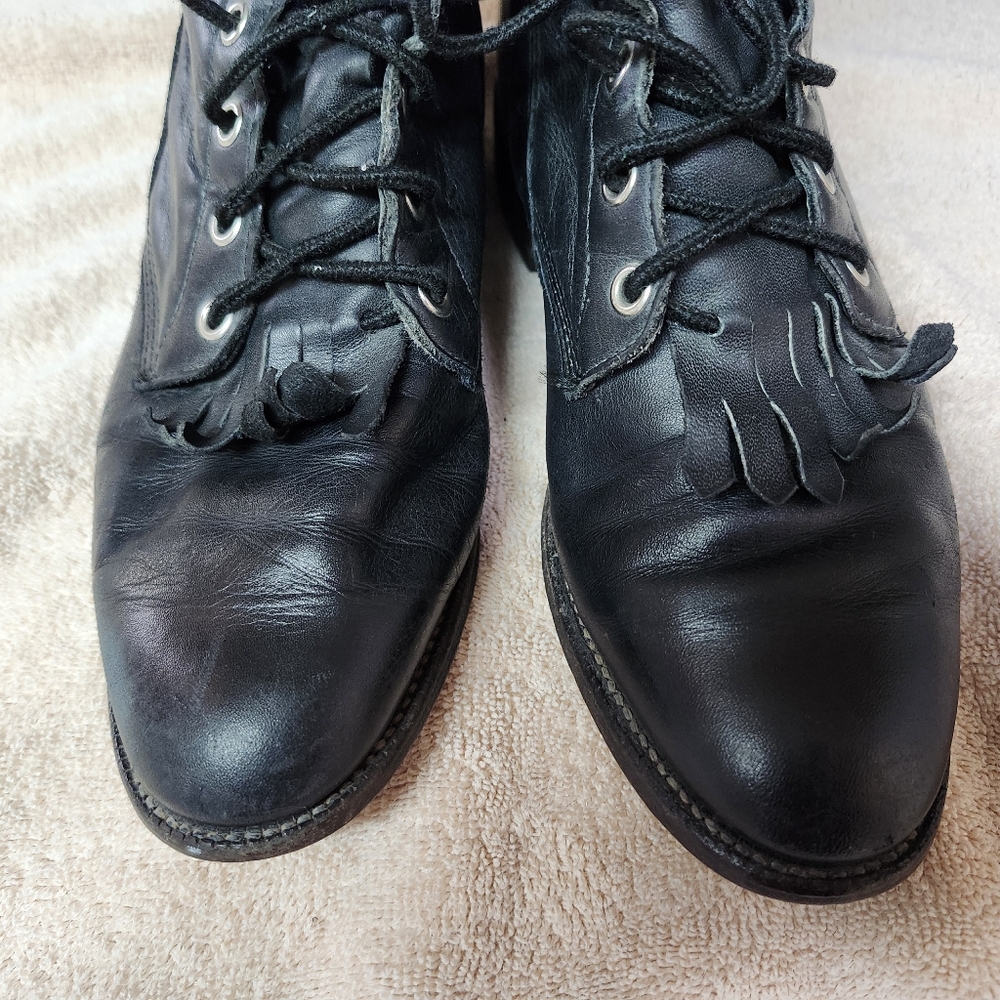 Vintage Justin Boots Black Leather Boots
